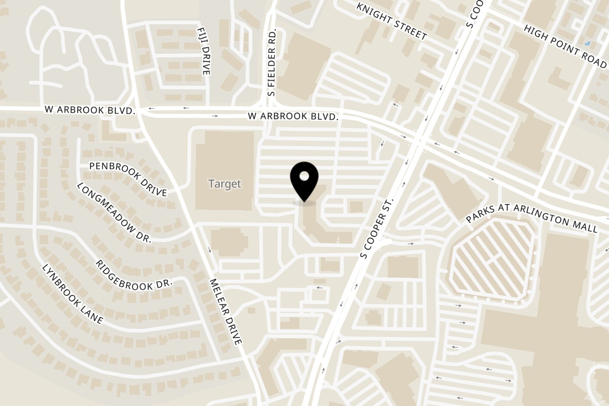 Map showing the location of Churro On Top Arlington on 3810 S Cooper St. Suite 116 in Arlington